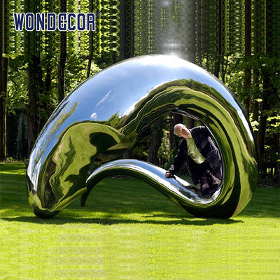 Large outdoor plaza abstract stainless steel sculpture