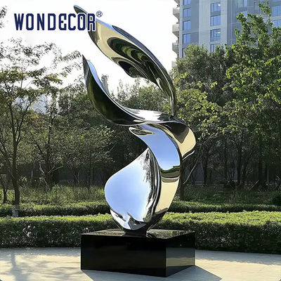Outdoor Park Large-Scale Abstract Metal Landscape "Flowing Light Rhythm - Mirror Dynamics" Stainless Steel Sculpture