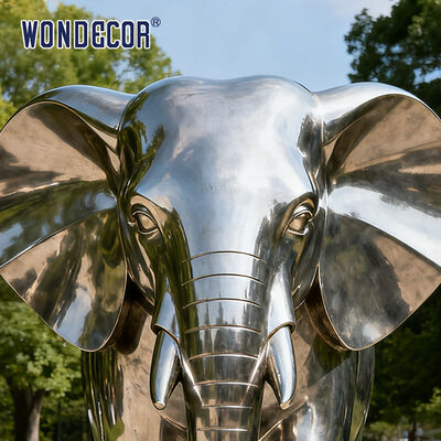 Large-Scale Stainless Steel Elephant Sculpture Outdoor Park Metal Animal Art