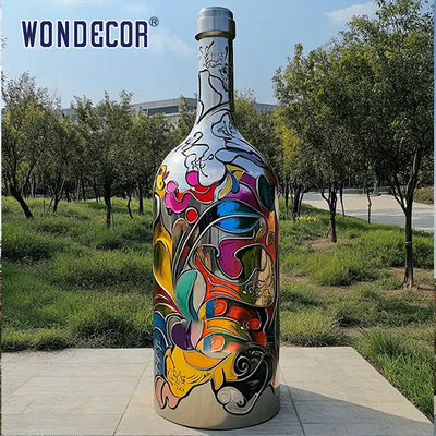 Custom Modern Outdoor Large-Scale Colored Wine Bottle Stainless Steel Sculpture