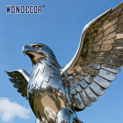 Large-scale Modern-style Metal Craft Eagle Stainless Steel Sculpture for Outdoor Use